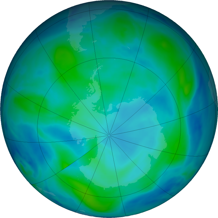 Antarctic ozone map for 01 March 2024